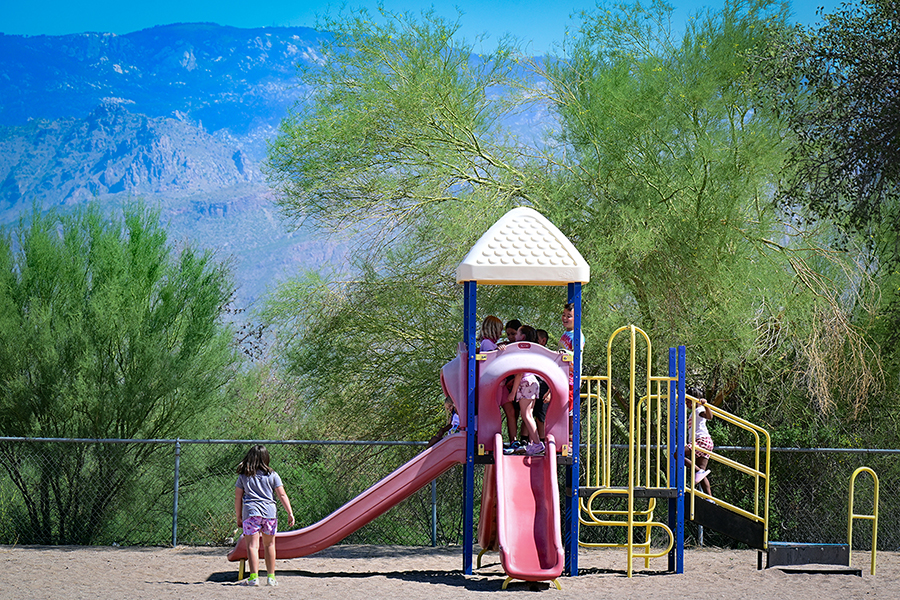 Students play on the playground